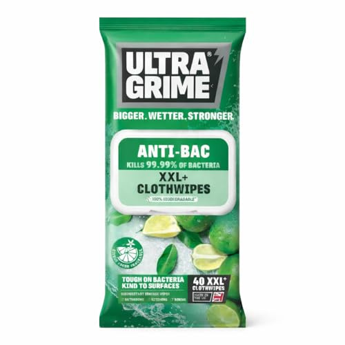 XXL Anti-Bacterial Cleaning Cloth Wipes 40 Pack | Heavy Duty Moist Wipes | Extra Large Disposable Cleaning Cloths | Multi-Surface Cleaning for Home, Workshop & Automotive