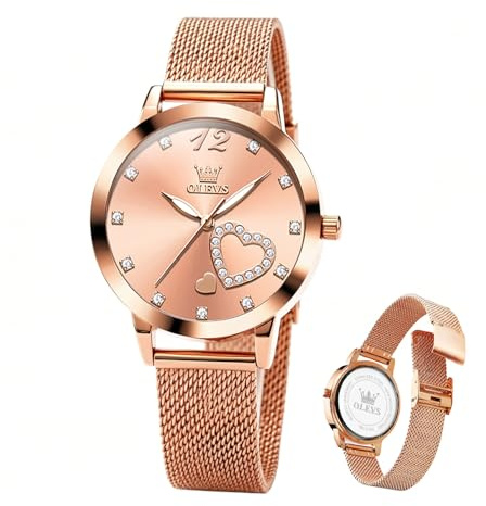 Raitown Orologio Donna in Acciaio Inossidabile, Quarzo Analogico, Oro Rosa | Orologio piccolo, quadrante da 36 mm, impermeabile uso quotidiano, stile elegante e minimalista, regalo per donna