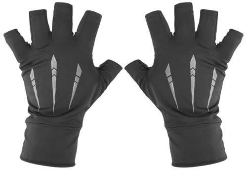 COOLHIYA 1paio Guanti da Pesca Uomo in di Ghiaccio Protezione UV Traspiranti e Antiscivolo Mezza Dita per Sport Outdoor e