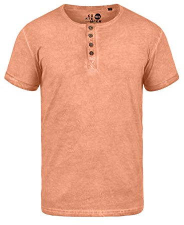 Solid SDTihn Homme T-Shirt à Manches Courtes Shirt à col Tunisien 100% Coton Regular Fit, Taille:M, Couleur:Mahog. Rose (4203)