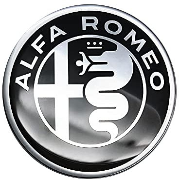 Alfa Romeo Logo Offizielle 3D Aufkleber, Schwarz auf Weiß, Durchmesser: 40 mm