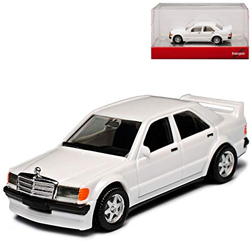 Mercedes-B C-Klasse 190E W201 2.5 Weiss 1982-1993 H0 1/87 Herpa Modell Auto mit individiuellem Wunschkennzeichen