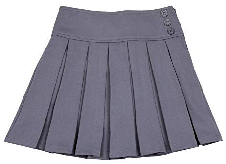 BIENZOE Mädchen Dehnbar Schuluniformen Gefalteter Rock Grau Größe 6X
