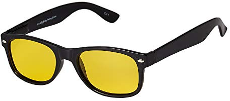 Ultra Black Frame Classic Night Driving Glasses Men's and Women's Polarised Sunglasses Anti Glare Amber Lens UV400 Polarized Sunglasses Yellow Tinted Glasses Anti Glare Dazzle Cycling Golf Sailing