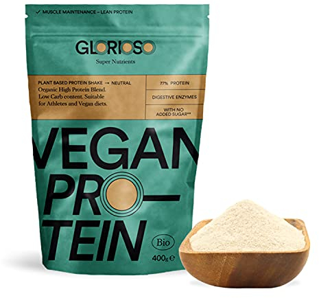 Glorioso Super Nutrients - Protéine Vegan en Poudre Bio - 400 g - Saveur Neutre - Protein Végétale pour Musculation Prise de Masse - Sans Lactose