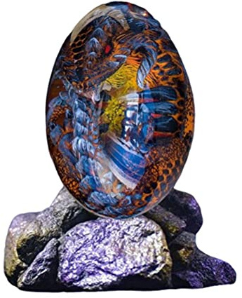 VOUNEDA Kristall-Drache, Hof-Drache-Skulptur, 3D-Schnitz-Drachen-Kristallkugel, Drachen-Garten-Ornamente, Lava-Drachen-Ei mit Display-Kristallharz-Drachen-Ornamenten Desktop-Dekor
