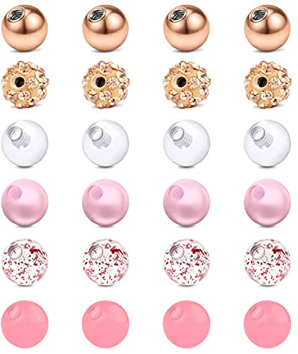 AceFun Piercing Kugel 16G Ersatzkugel Acryl 24 Stück Piercing Kugeln 1,2mm für Lippenpiercing Augenbrauenpiercing Tragus Helix Piercing