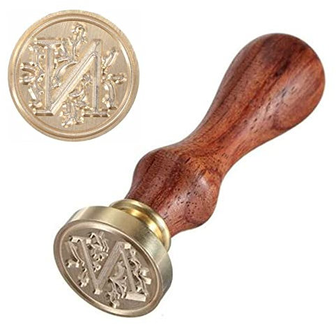 Anawakia Siegelstempel Vintage-Stil Wachs Set A-Z Dekorativer Petschaft Holzgriff Brief 26 Buchstaben DIY Holz 1 Stück (N)