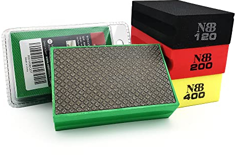 NBB Diamant-Schleifschwamm Diamant-Polierpad Schleifblock Schaumstoff Rückseite Diamant-Handschleifpad zum Schleifen Polieren scharfer Kanten von Granit Marmor Stein Glas Keramik (4, 60/120/200/400#)
