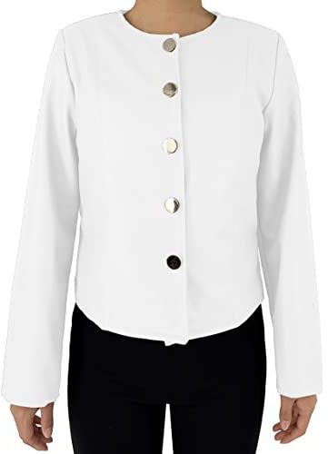 JOPHY & CO. Giacca Ecopelle Donna Girocollo (cod. 6698) (XL, Bianco)