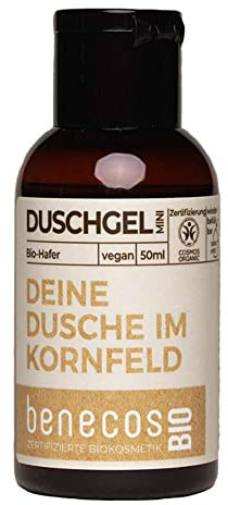 benecosBIO - Mini Duschgel BIO-Hafer - DEINE DUSCHE IM KORNFELD - vegan - recyceltes Plastik
