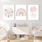 3 Leinwanddrucke Baby Zimmer Deko Bilder Regen Sonne Regenbogen Rose Poster Boho Kinderzimmer Babyzimmer Wanddekoration Kunstdrucke Kind 30 x 40 cm ohne Rahmen