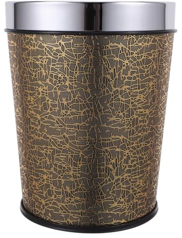 Healvian Pu Leather Round Trash can Modern Waste Paper Bin for Office Bedroom and Bathroom Small Rubbish Basket 10.04In X 7.87In X 7.87In