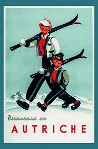 Tin Sign Blechschild 20x30 cm historisches Plakat Österreich Wintersport Ski Fahren Art Deko Stil Wand Deko Bar Kneipe Cafe Sammler Geschenk