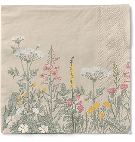 Mank Servietten aus Tissue 33 cm x 33 cm 1/4 Falz Kaffee Serviette hochwertige Einmal Serviette 100 Stück Aurelia Frühling Sommer