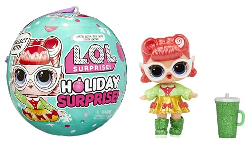 L.O.L. Surprise! Holiday Surprise - Limitierte Auflage Puppe Baking Beauty - Weihnachtsmotiv Sammlerpuppe mit 8 Überraschungen - Ornamentkugel-Verpackung - Toll für Mädchen und Jungen ab 3 Jahren