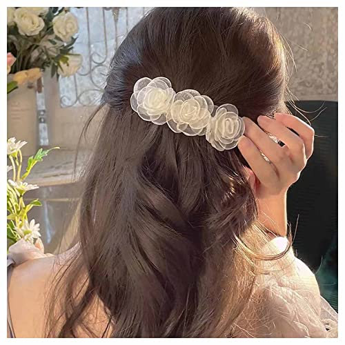 Inilbran Vintage Flower Hair Clips Rose Flower Hair Barrettes Lace Tulle Flower Hairclips Flower Wedding Hair Clips Decorative Hair Accessories for Women and Girls Headdress