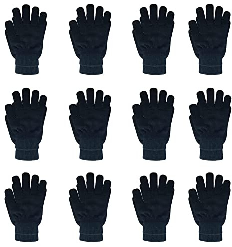 DALEDWN 12 Pairs Black Winter Magic Gloves