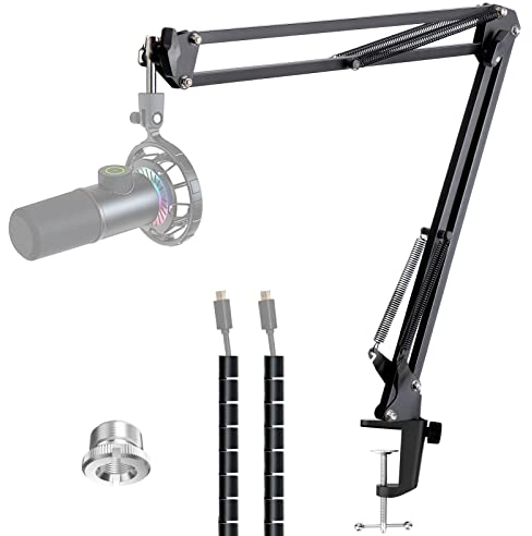 Mikrofonarm mit Kabelmanagement - Verstellbarer Scheren-Mikrofonständer kompatibel mit Fifine K669B/K670/K683A/K658/K688, AmpliGame A6V/A8, AM8 & anderen USB/XLR-Mikrofonen von YOUSHARES