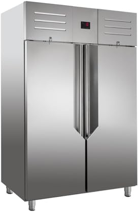 GastroHero Kühlschrank 1400 L, 6 Böden, Edelstahl KS-GREENLINE1400 | Abschließbar, LED-Beleuchtung, 6 höhenverstellbare Einlegeroste und 6 Schienen, Lagerkühlschrank, -2 bis +8°C