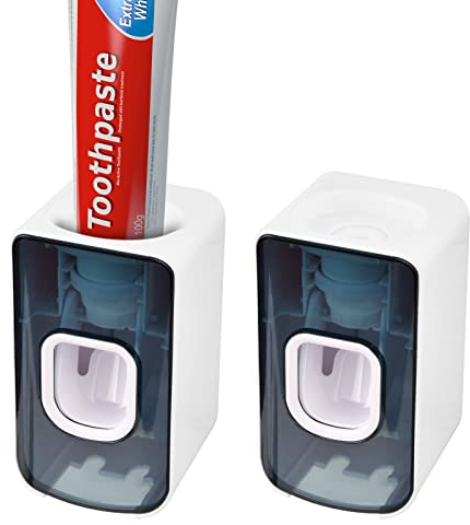 Nivofu 2 STK Automatischer Zahnpastaspender Densail, Automatischer Zahnpasta-Spender Wandmontierter, Automatischer Zahnpastaspender mit Zahnbürstenhalter für Waschraum Badezimmer - Kein Bohren