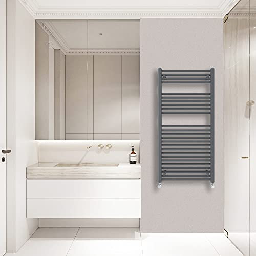 Warmehaus Straight Heated Towel Rail Radiator Ladder Anthracite Grey 1200x600mm Central Heating Radiators for Bathroom Kitchen