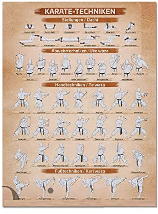 TANYANG Karatetechniken Posterdrucke Leinwandmalerei, Karate Und Kampfkunst Vintage Wandkunst, Karatelehrer Geschenk, Geschenk Für Kampfkünstler 21X30Cm Kein Rahmen