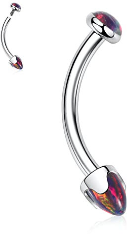 Hengkaixuan Titan Opal Augenbrauenring 16G, 6 mm, Schwarz, 5 g, Piercing-Schmuck, Piercingring