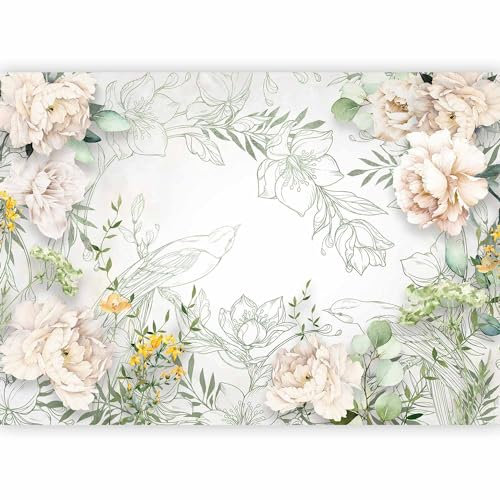 murando Fotomurales Abstracto 350x256 cm Papel pintado tejido no tejido coración Pared corativos Murales morna Diseno Fotográfico Flores Pájaro Hojas Bosquejo b-C-10357-a-a