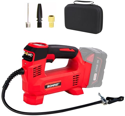 Ironfist Tire Inflator Compatible with Milwaukee M18 Battery Portable Air Compressor for Car, Bicycle, Ball, 20V Auto Tire Pump with Digital Pressure Gauge (Tool Only, NO Battery)
