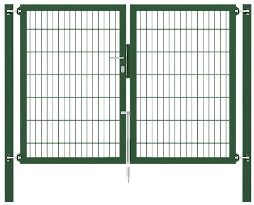 Alberts 636760 Doppeltor Flexo Plus mit Zubehör | verschiedene Breiten und Höhen | Pfostenstärke 100 x 100 mm | grün | Breite 200 cm | Höhe 140 cm