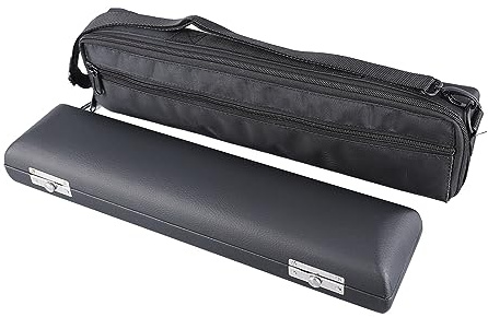 Flöjtväska Set, Läder 16-håls Flöjtväska Set Flöjtbärande Förvaringshållare för Musikinstrument