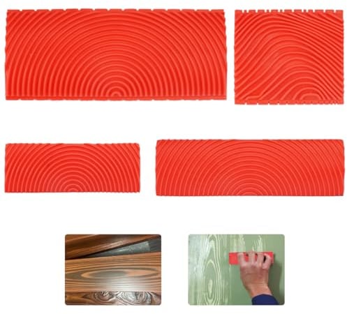 4 Pezzi Strumento Venatura Del Legno, Spatola Effetto Legno, Strumento Effetto Legno Venalegno per Pittura Pennelli da Pittura Grano Pittura Effetto Fai-Da-Te Strumenti Decorazione(7,4/8,7/13/15 cm)