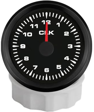 ELING 52 mm 2 Zoll Uhrmessgerät im 12 Stunden Format mit 8 Farben Hintergrundbeleuchtung für PKW LKW Bagger