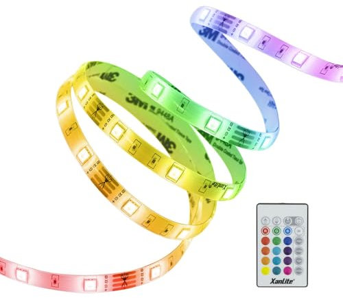 Xanlite Ruban lumineux LED RVB digital 3M, synchronisation musicale, télécommande incluse