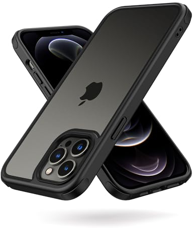 MobNano Ultra Thin Hybrid Clear for iPhone 12 Pro Max Case, Silicone Shockproof Bumper, Transparent hard Slim Back, Camera Protection, 360 Full Body Indestructible Phone Cover - Black