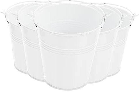 FONDOTIN Maceta De Hierro con Asa para Flores Decoración De Fiestas 5 Unidades Tamaño 10x7 Cm Diseño Colorido Adecuado para Interiores y Exteriores