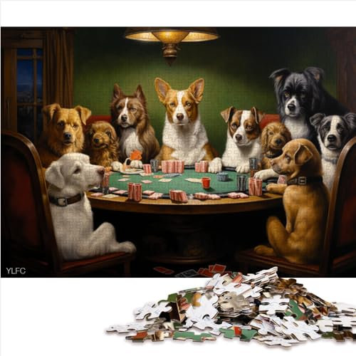 Puzzles Dogs Playing Poker 1000 Piece Cardboard Puzzle Challenging Puzzles for Teens Size (26 x 38 cm)