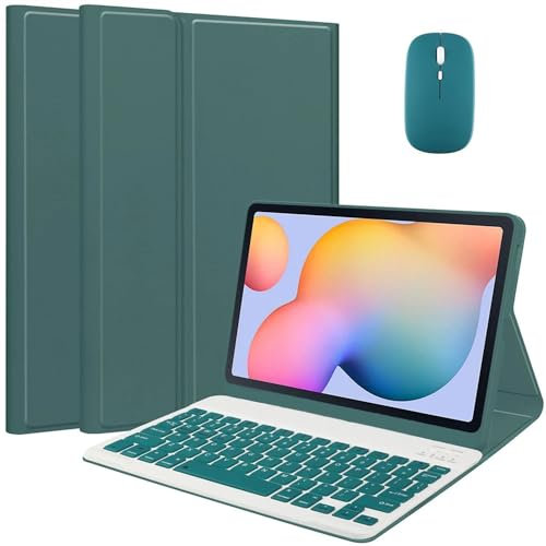 EHLCYS Funda con Teclado para Lenovo Tab M10 FHD Plus 10,3 Pulgadas (TB-X606F/TB-X606X), Funda Multiángulo Ultrafina Y Ligera Teclado Bluetooth Inalámbrico Desmontable Magnético con Ratón,Verde