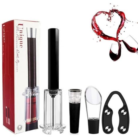 Wino On The Go Wine Opening Set | Air Pressure Wine Bottle Opener | Creative Practical Wine Opener Gift Set | Corkscrews Wine Bottle Opener for Home or Bar Wine Accessories (Black(plastic))