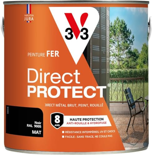 V33 Peinture fer Direct Protect - Noir RAL 9005 Mat - 2L