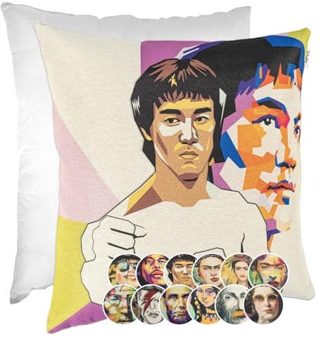 Kissenbezug Dekokissen Gobelin Kissen Sofakissen Kissenbezüge Kissenhülle Zierkissen Pop Art Motiv beidseitig Bedruckt Karate 40x40cm mit Füllung