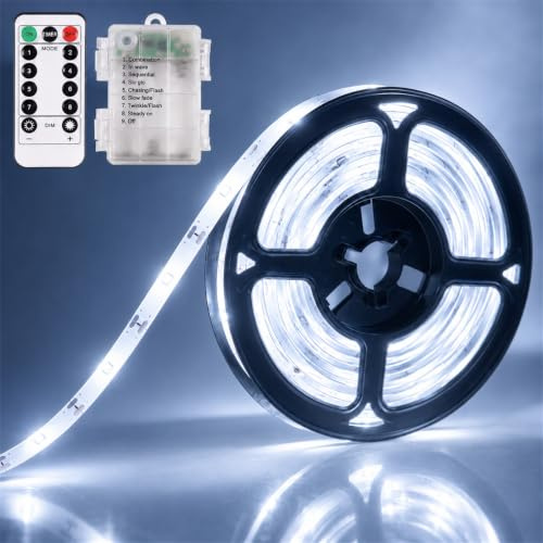 Ruban LED 4 m blanc chaud étanche et dimmable avec télécommande à piles pour décoration de chambre