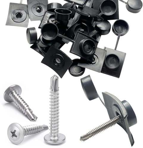 Material de fijación para paneles ondulados 100 piezas espaciadores montaje de paneles ondulados con tornillos para la fijación de tejados ondulados trapezoidales chapa ondulada(Gris oscuro)