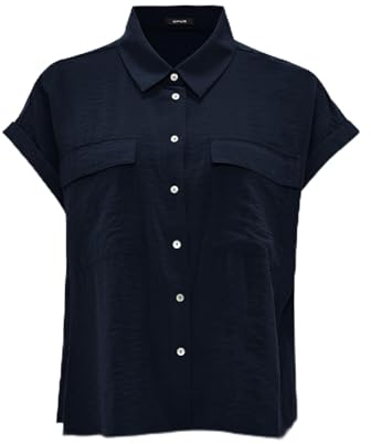 OPUS Damen Kurzarmbluse | Hemdbluse FITARA Coal Blue, 40