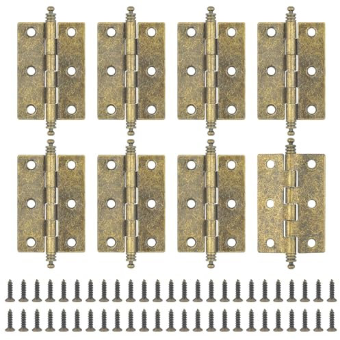 MABAHON 8Pcs Antique Bronze Butt Hinges - Retro Brass Door Hinges with 50PCS Screws for Cupboards, Cabinet Doors, Jewelry Boxes