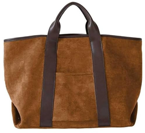 PFHHUDCV Large Capacity Suede Tote Bag,Women Soft Faux Leather Casual Handbags,Vintage Top Handle Fashion Shoulder Satchel Bag (Brown,20.08x12.6x6.69 in)