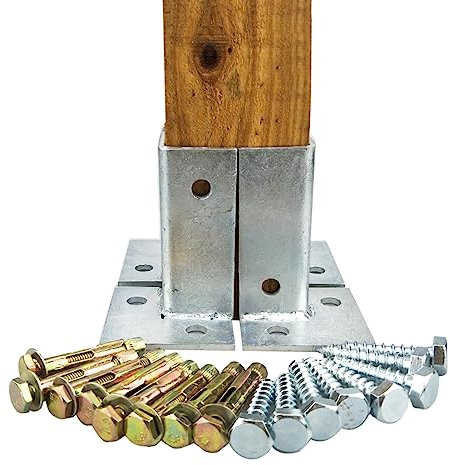 GZKDKZB Base de Poteau en Bois Robuste réglable, Support de Poteau de clôture avec raccords pour pergola, Balustrade, boîte aux Lettres, 3x3, 4x4, 4x6, 6x6, 7x7, 8x8 Pouces, ancrage de Pot