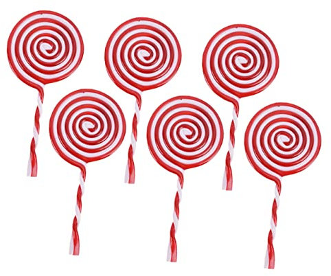 NAMOARLY 6er-Pack Rote Weihnachtsdekorationen Süßigkeiten-Ornamente Für Den Baum Lollipop-Stil Feiertags-Ornamente Haken