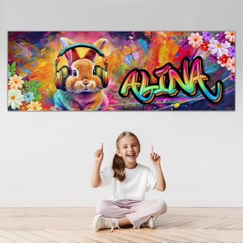 tjapalo® ZP101 Graffiti Poster Mit Namen - Cooles Hasen Bild für Teenager Mädchen Kinderzimmer - Geschenk zu Ostern